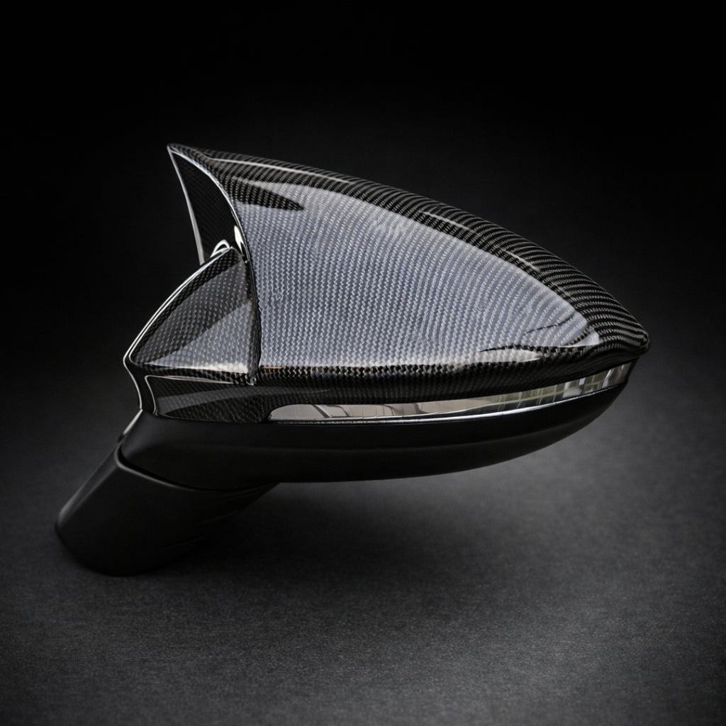 Coques de Rétroviseurs Carbone Style Batman – VW Golf 8 / 8R / GTI – Compatibles Side Assist (2020–2023)